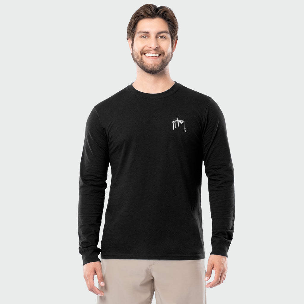 Guy Harvey HarborLite Long Sleeve Tee - Rig Masters — CAVIAR (official product shot)