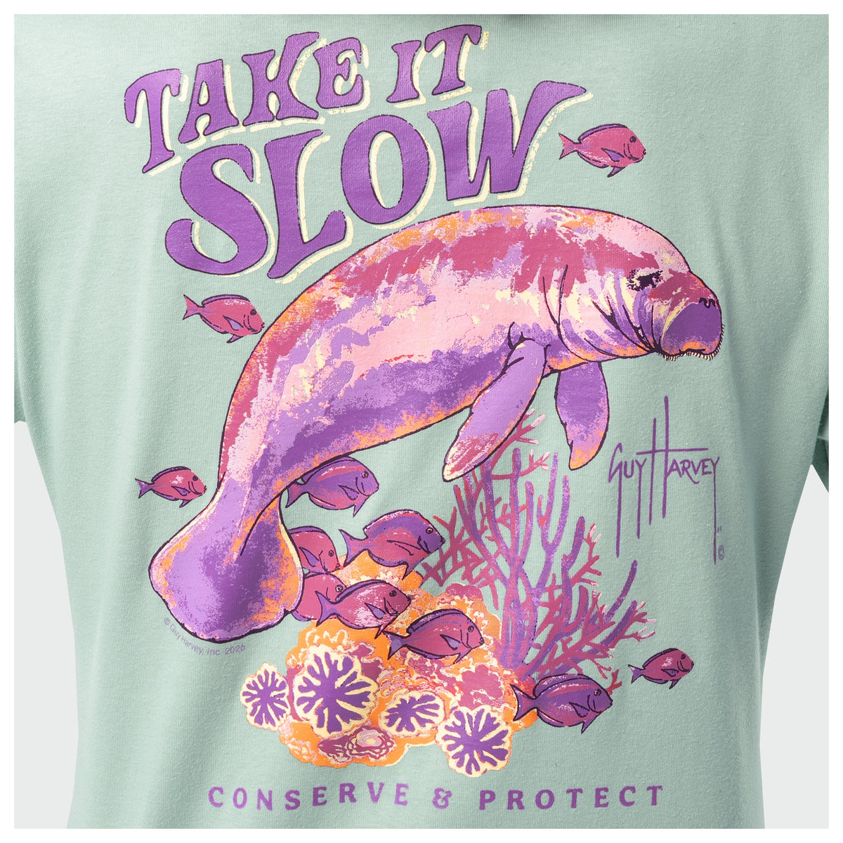 Guy Harvey HarborLite Long Sleeve Tee - Take It Slow — BLUE SURF (official product shot)