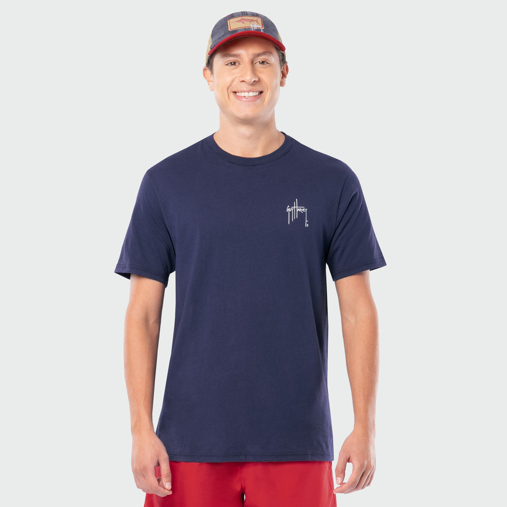 Guy Harvey HarborLite Tee - Mako Conservation — NAVAL ACADEMY (official product shot)