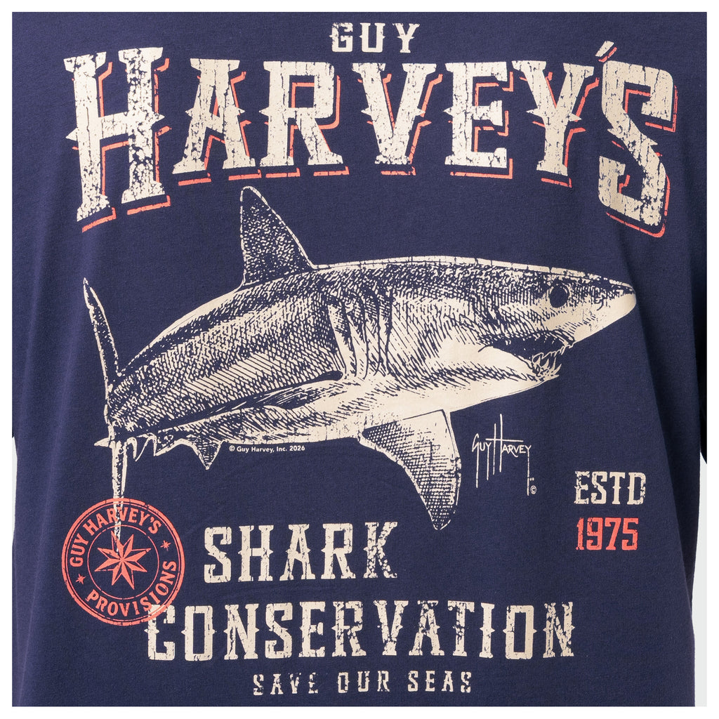 Guy Harvey HarborLite Tee - Mako Conservation — NAVAL ACADEMY (official product shot)