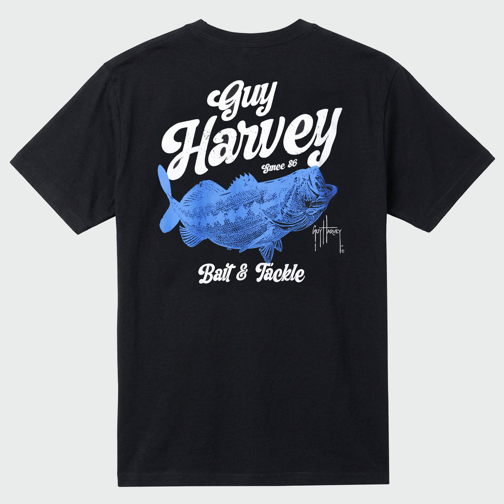 Guy Harvey HarborLite Tee - Bait & Tackle — CAVIAR (official product shot)