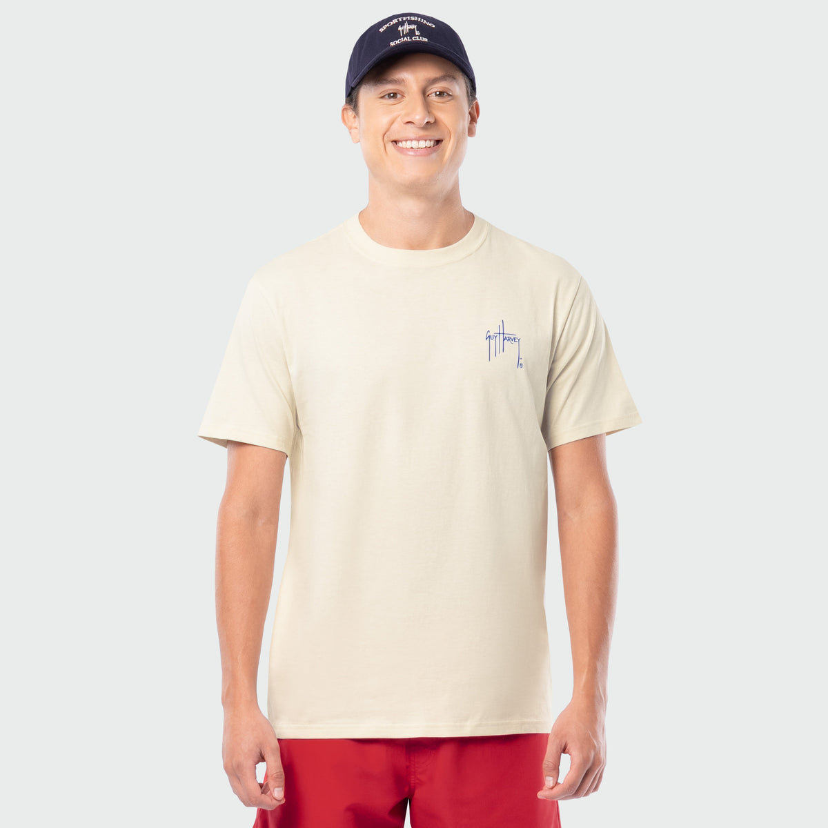 Guy Harvey HarborLite Tee - Locals Lure — ALMOND MILK (official product shot)