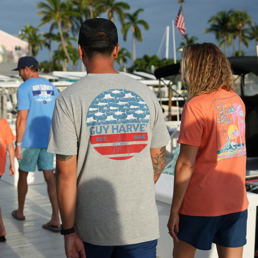 Guy Harvey HarborLite Tee - Patriot — SPORT GREY HEATHER (official product shot)