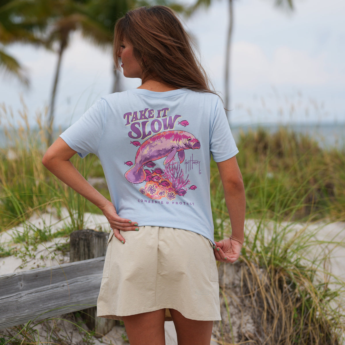 Guy Harvey HarborLite V-Neck Tee - Take It Slow — SKYWAY (official product shot)