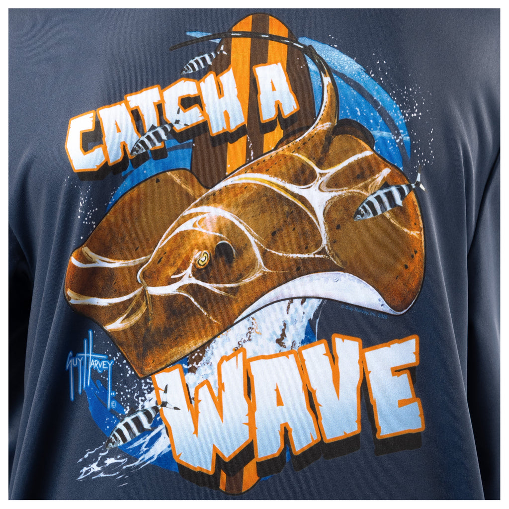 Guy Harvey Kids Eco Cast Sun Protection Crew - Wave Catcher — NAVAL ACADEMY (official product shot)