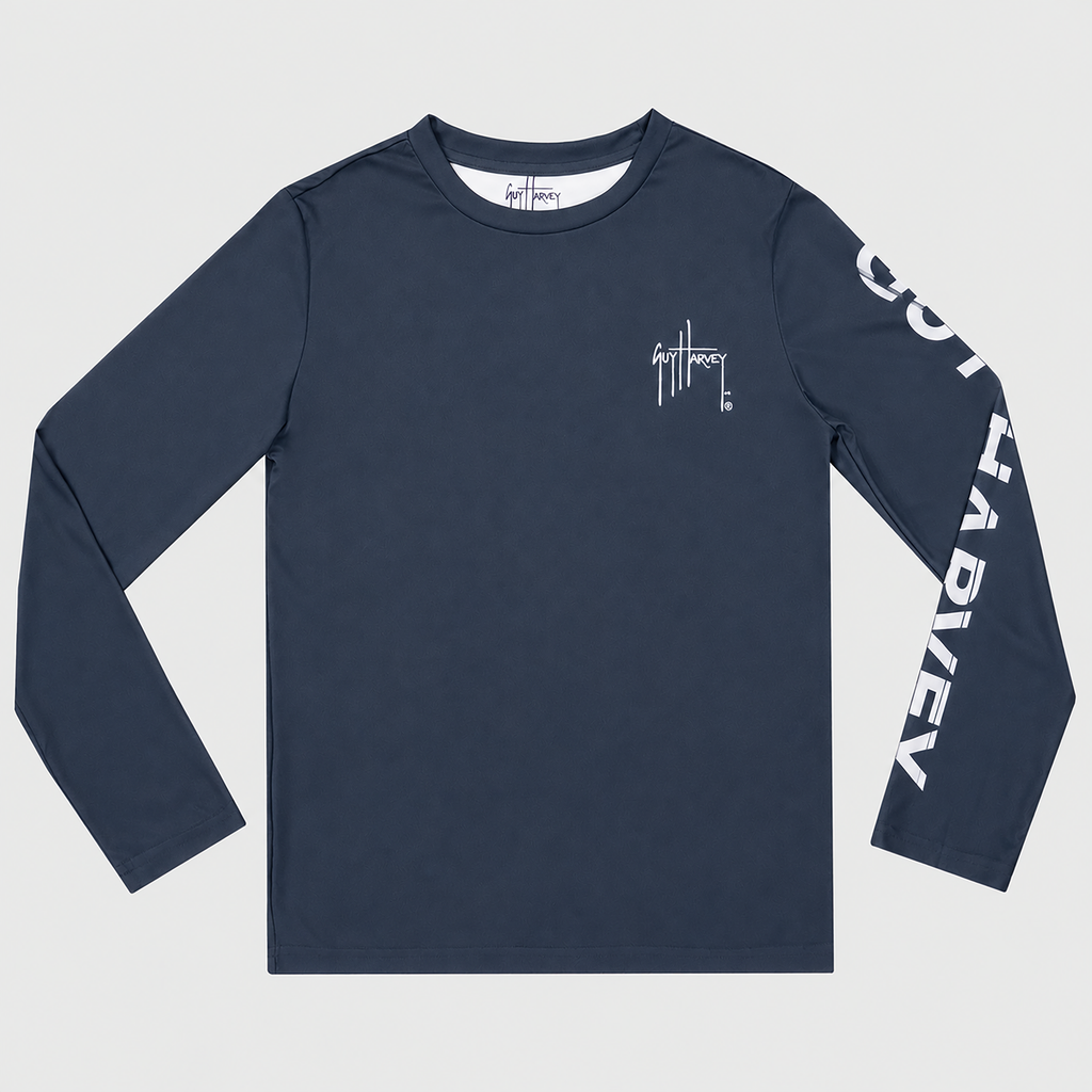 Guy Harvey Kids Eco Cast Sun Protection Crew - Wave Catcher — NAVAL ACADEMY (official product shot)