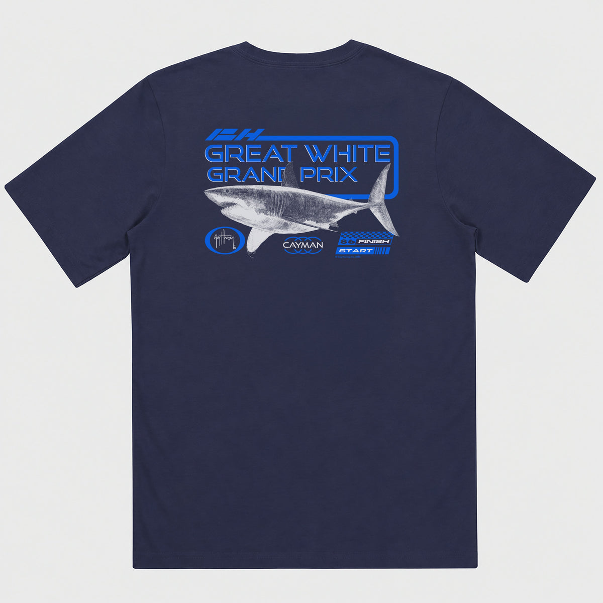 Guy Harvey Kids HarborLite Tee - Great White Grand Prix — NAVAL ACADEMY (official product shot)