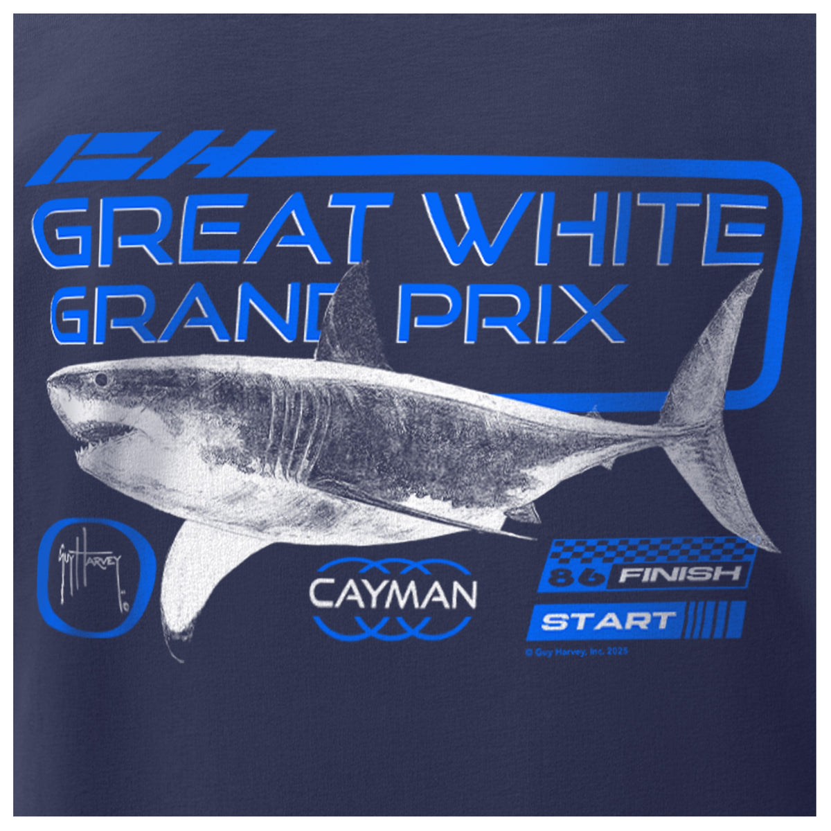 Guy Harvey Kids HarborLite Tee - Great White Grand Prix — NAVAL ACADEMY (official product shot)