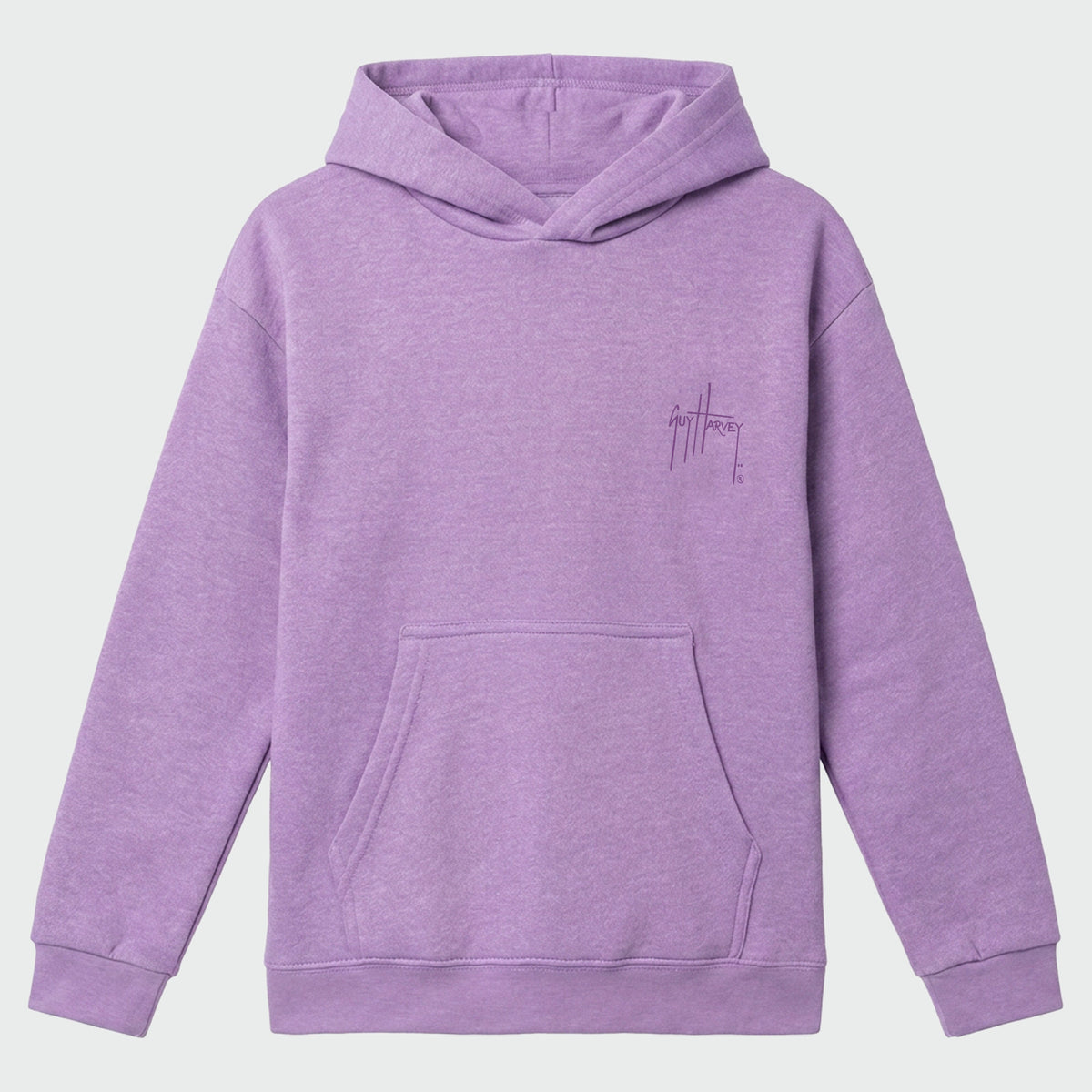 Guy Harvey Kids Tradewinds Fleece Hoodie - Take It Slow — PURPLE HEATHER (official product shot)