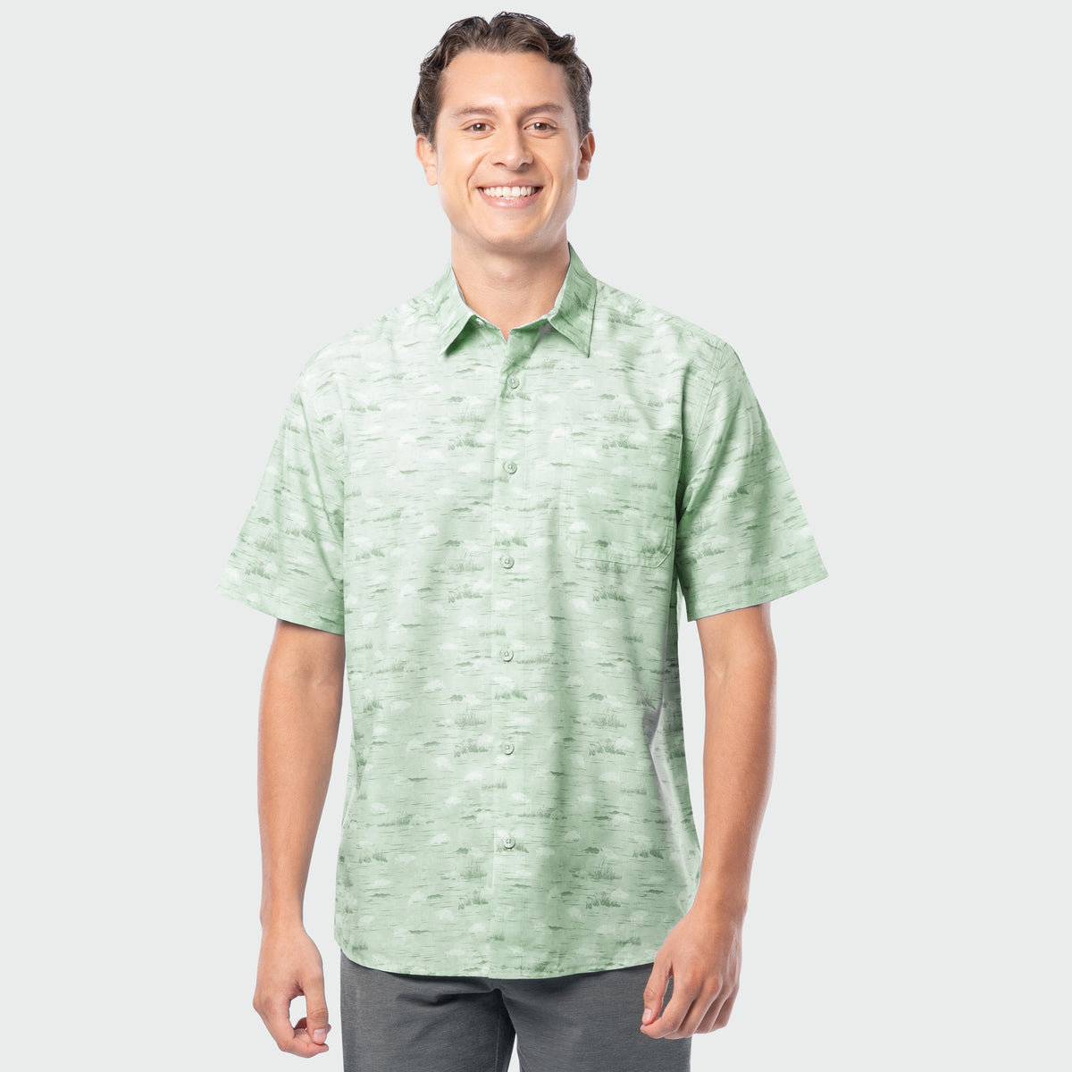 Guy Harvey Mariner Fishing Shirt - Bass AO — BLUE SURF (official product shot)