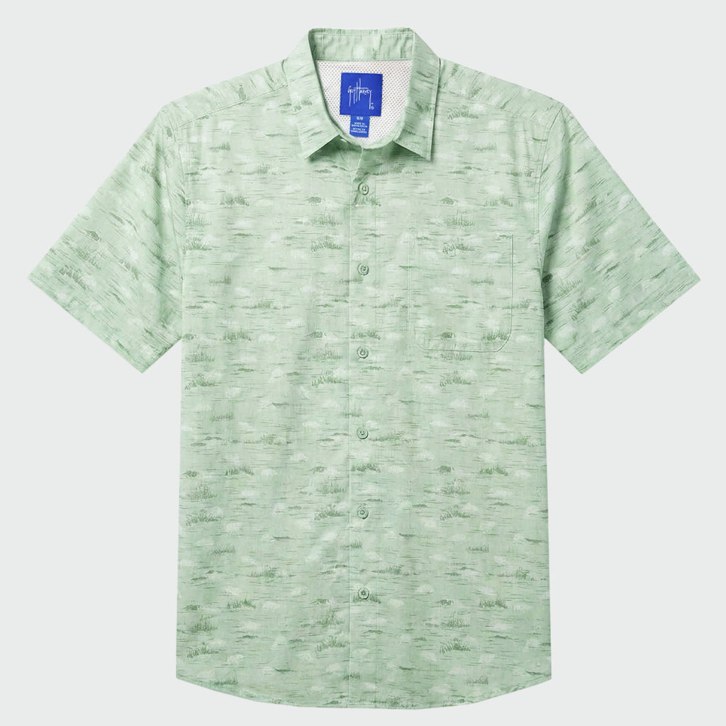 Guy Harvey Mariner Fishing Shirt - Bass AO — BLUE SURF (official product shot)