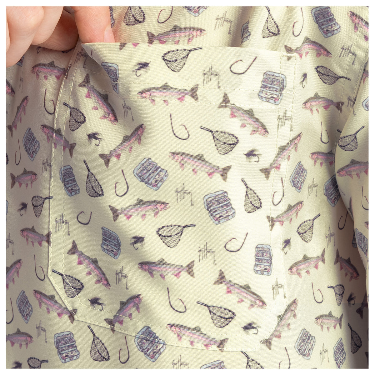Guy Harvey Mariner Fishing Shirt - Fresh AO — BONE WHITE (official product shot)