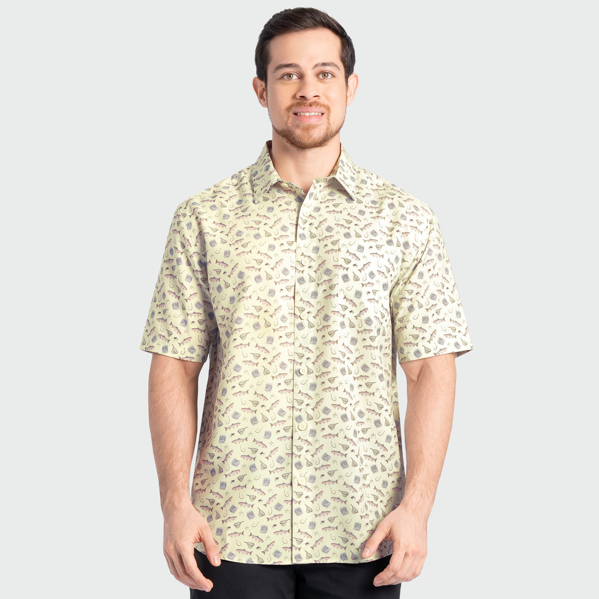 Guy Harvey Mariner Fishing Shirt - Fresh AO — BONE WHITE (official product shot)