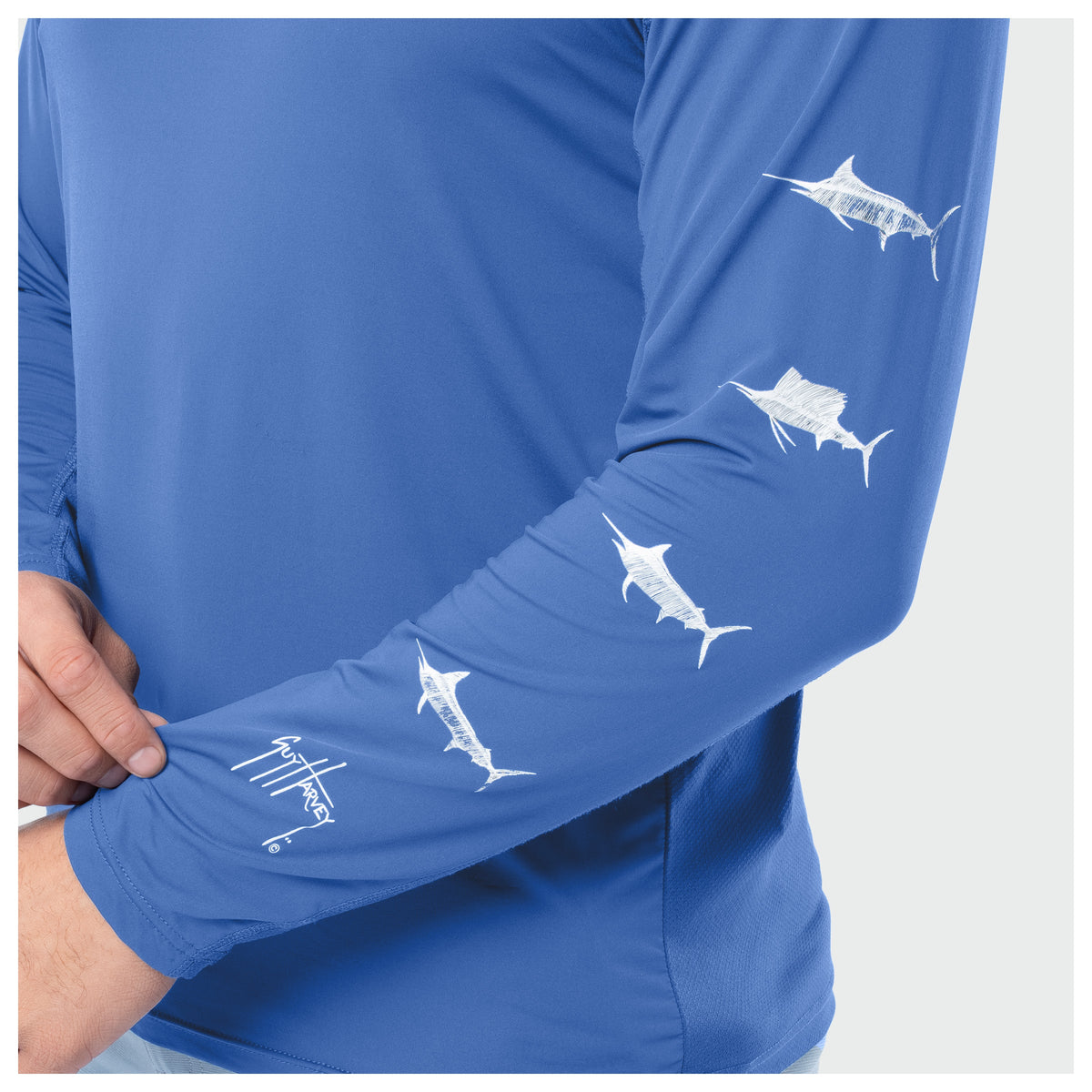Guy Harvey Men's Marlin Air Sun Protection Hood - Marina — MARINA (official product shot)