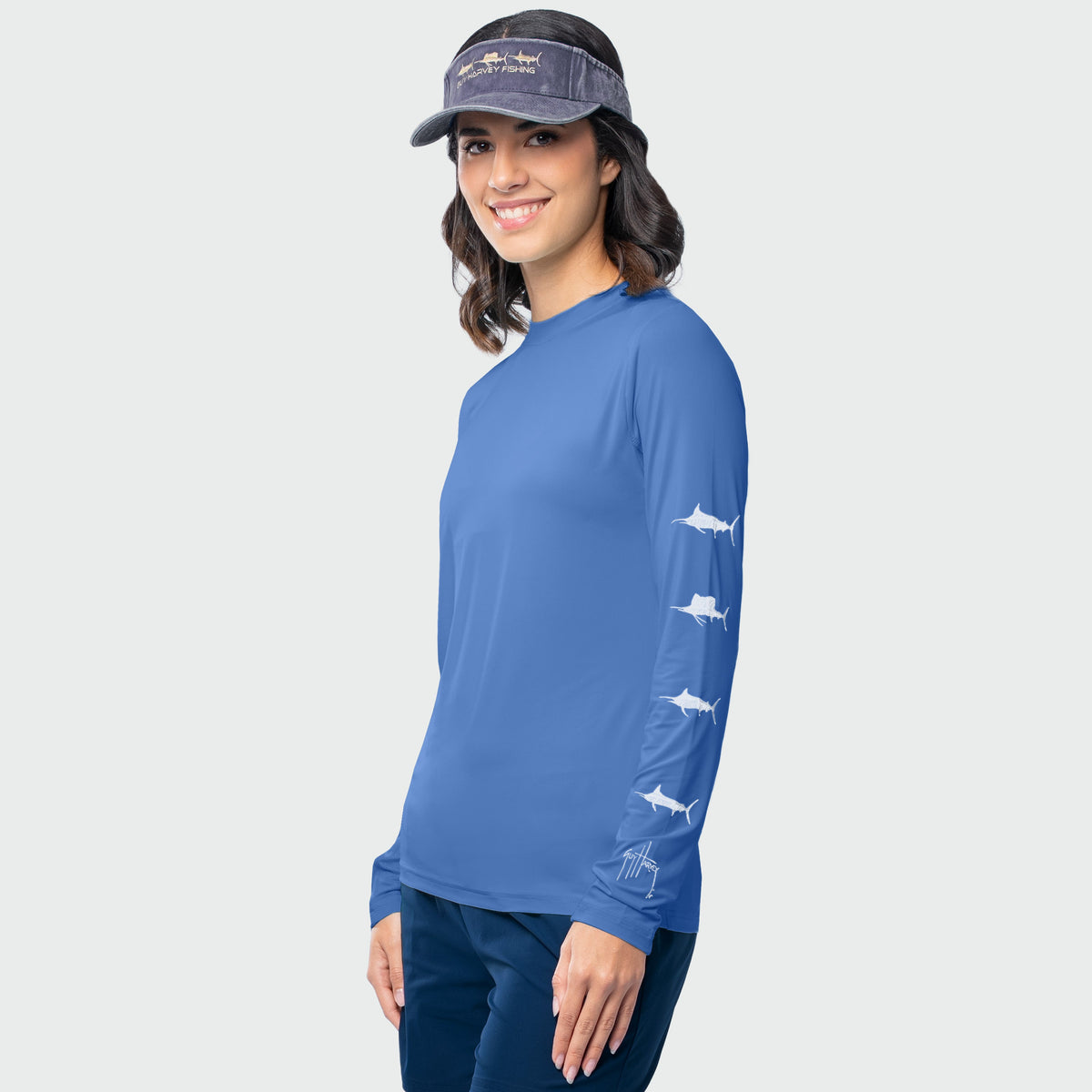 Guy Harvey Women's Marlin Air Sun Protection Crew - Marina — MARINA (official product shot)