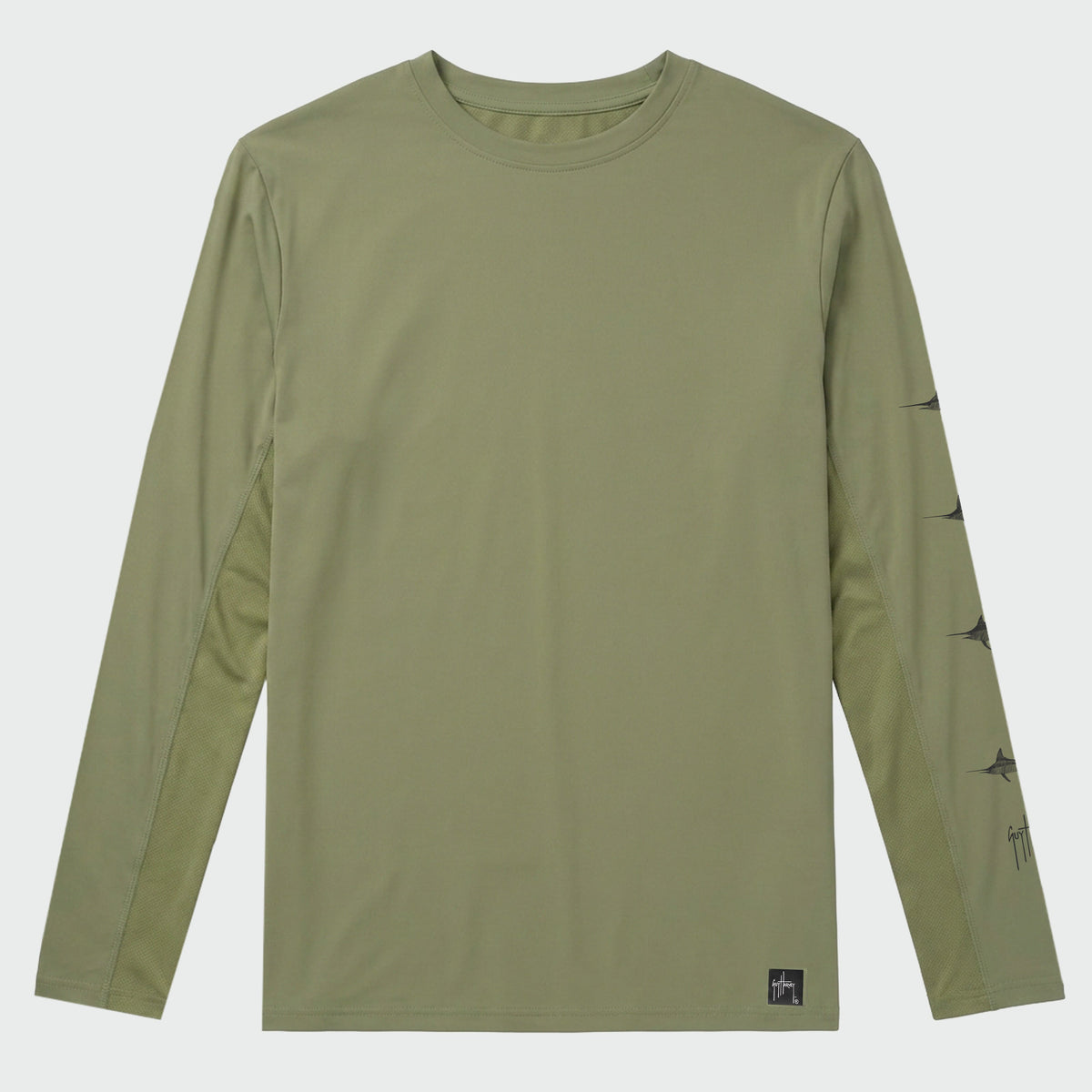 Guy Harvey Men's Marlin Air Sun Protection Crew - Oil Green — OIL GREEN (official product shot)
