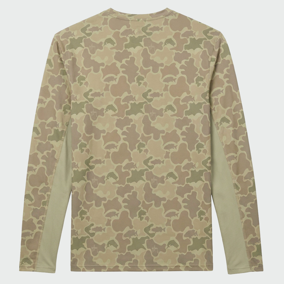 Guy Harvey Men's Marlin Air Sun Protection Printed Crew - Mallard Camo — ALMOND MILK (official product shot)