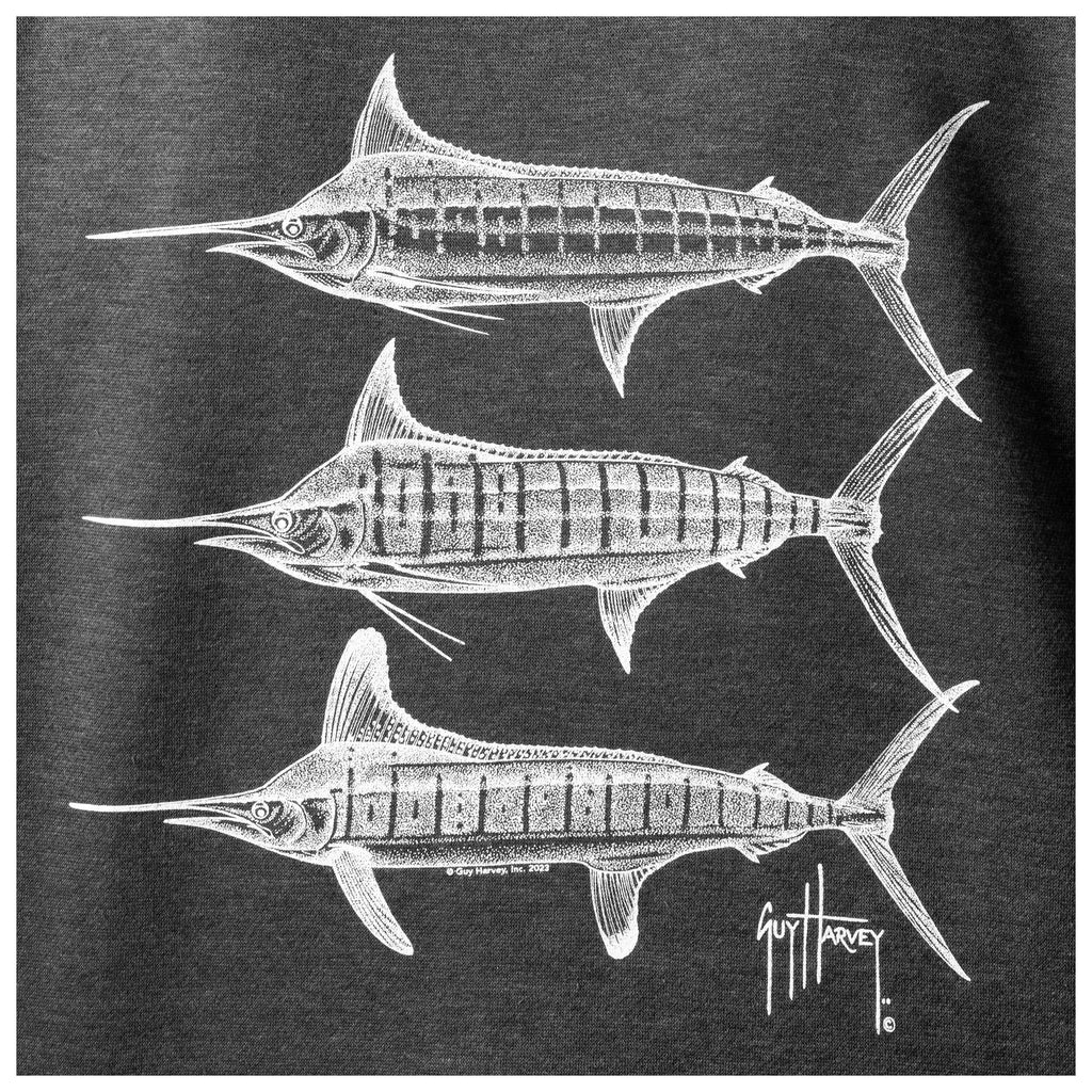 Guy Harvey Tradewinds Fleece Hoodie - Stipple Bills Marlin — CHARCOAL HEATHER (official product shot)