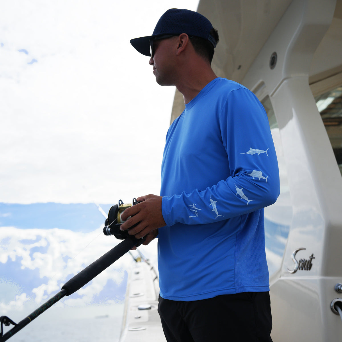 Guy Harvey Men's Marlin Air Sun Protection Crew - Marina — MARINA (official product shot)