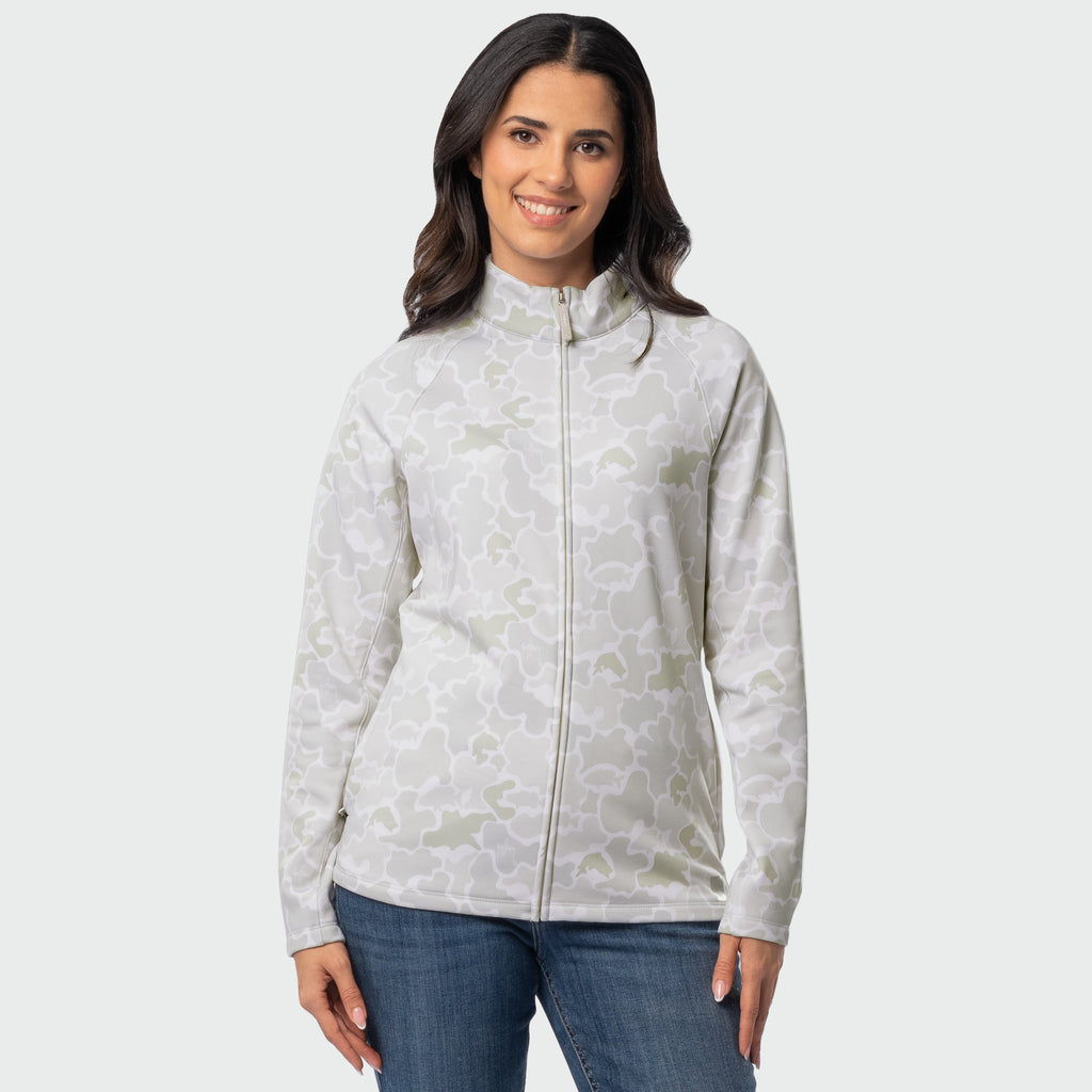 Guy Harvey Navigator Fleece Full Zip - Mallard Camo — BRIGHT WHITE (official product shot)