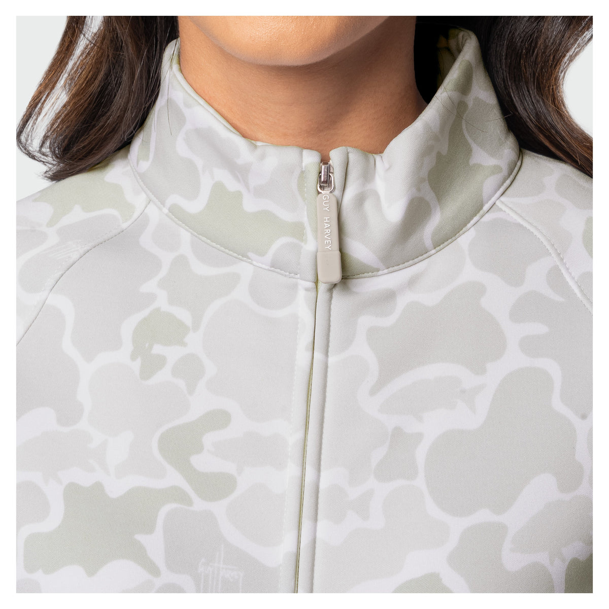 Guy Harvey Navigator Fleece Full Zip - Mallard Camo — BRIGHT WHITE (official product shot)