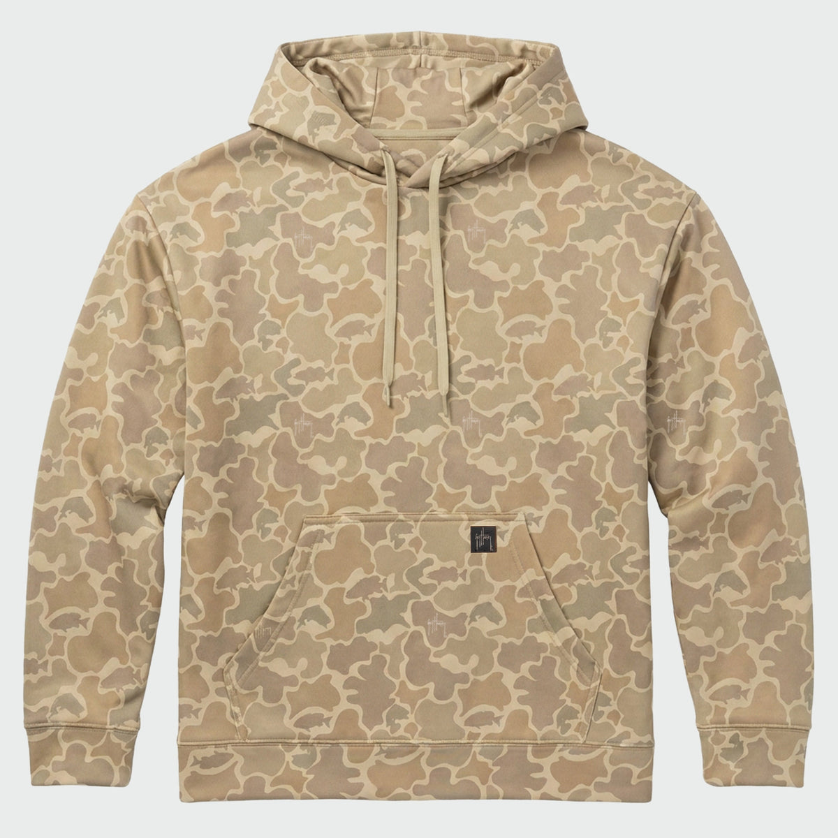 Guy Harvey Navigator Fleece Hoodie - Mallard Camo — ALMOND MILK (official product shot)