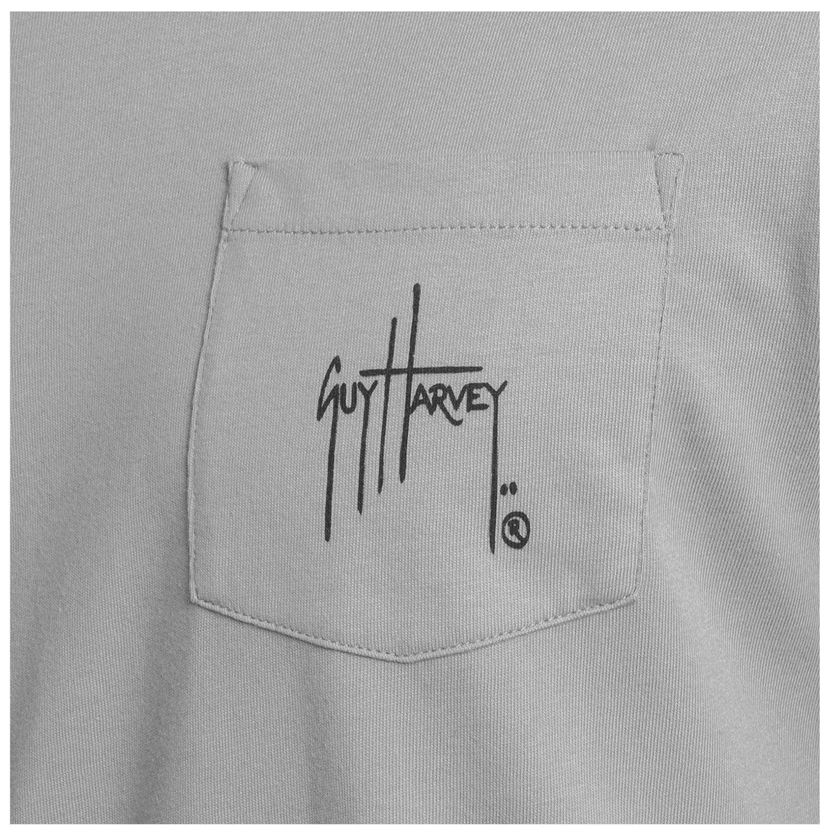Guy Harvey OG Long Sleeve Pocket Tee - Bass Badge — ULTIMATE GREY (official product shot)