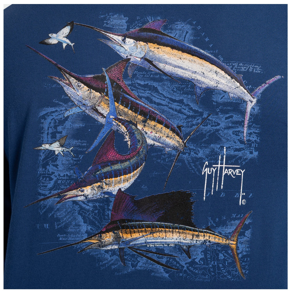 Guy Harvey OG Long Sleeve Pocket Tee - Bill Collector — ESTATE BLUE (official product shot)