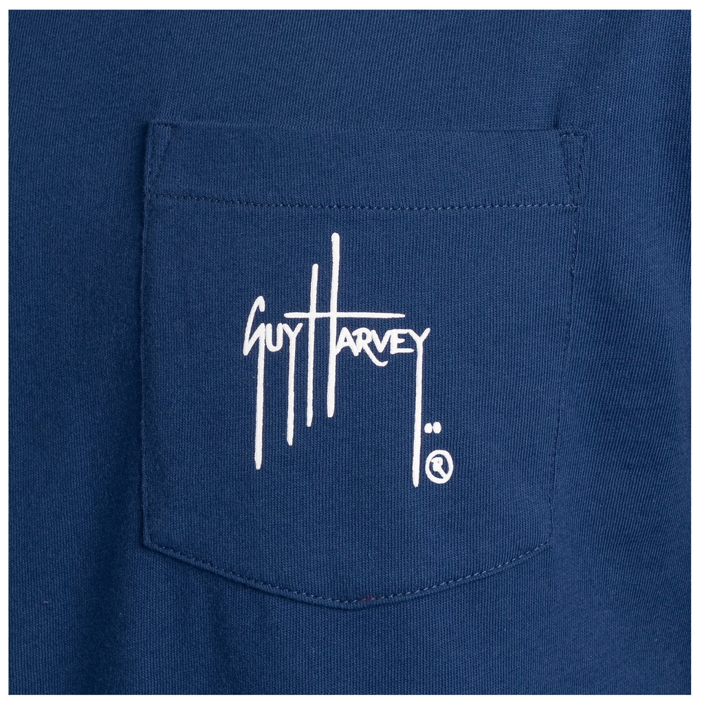 Guy Harvey OG Long Sleeve Pocket Tee - Bill Collector — ESTATE BLUE (official product shot)