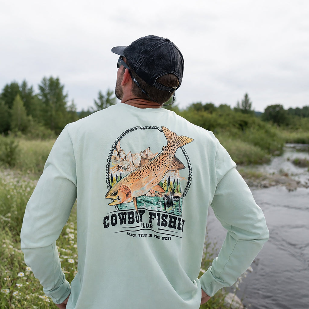 Guy Harvey OG Long Sleeve Pocket Tee - Cutthroat — BLUE SURF (official product shot)