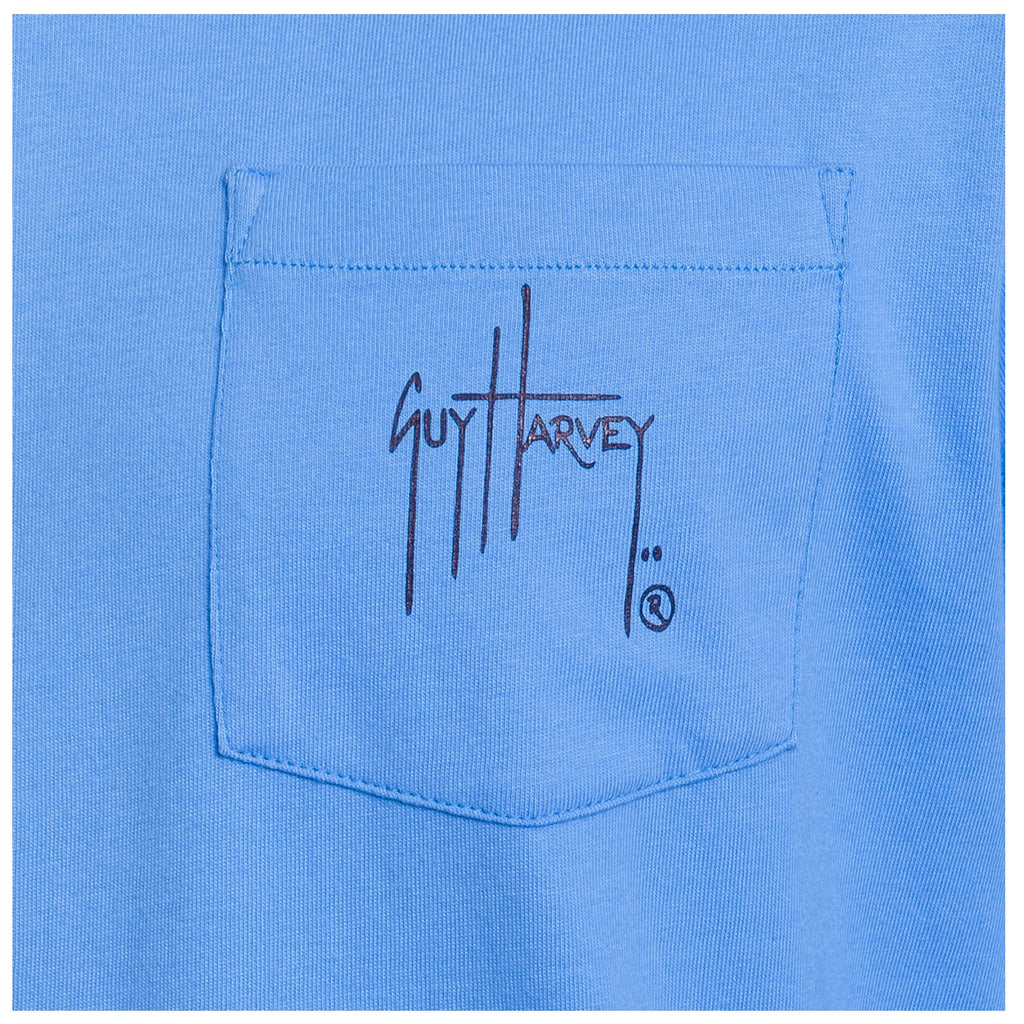 Guy Harvey OG Long Sleeve Pocket Tee - Harvey's Bait Co. — AZURE BLUE (official product shot)