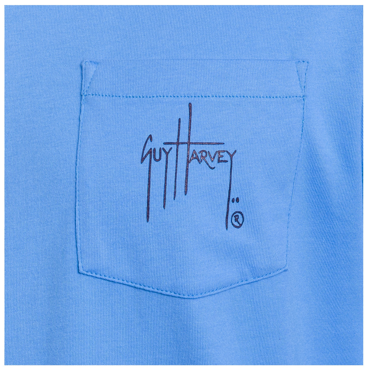 Guy Harvey OG Long Sleeve Pocket Tee - Harvey's Bait Co. — AZURE BLUE (official product shot)