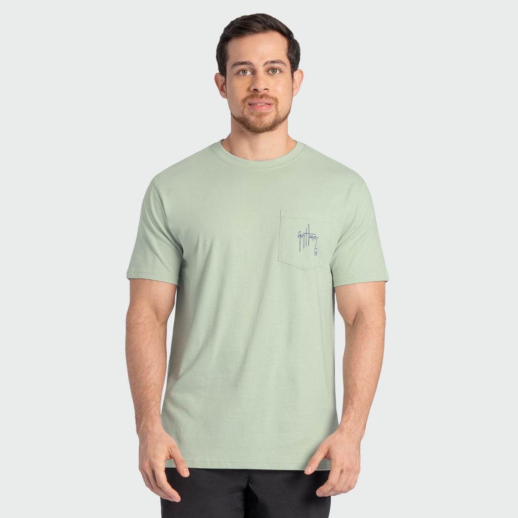 Guy Harvey OG Pocket Tee - Southern Fried — BLUE SURF (official product shot)