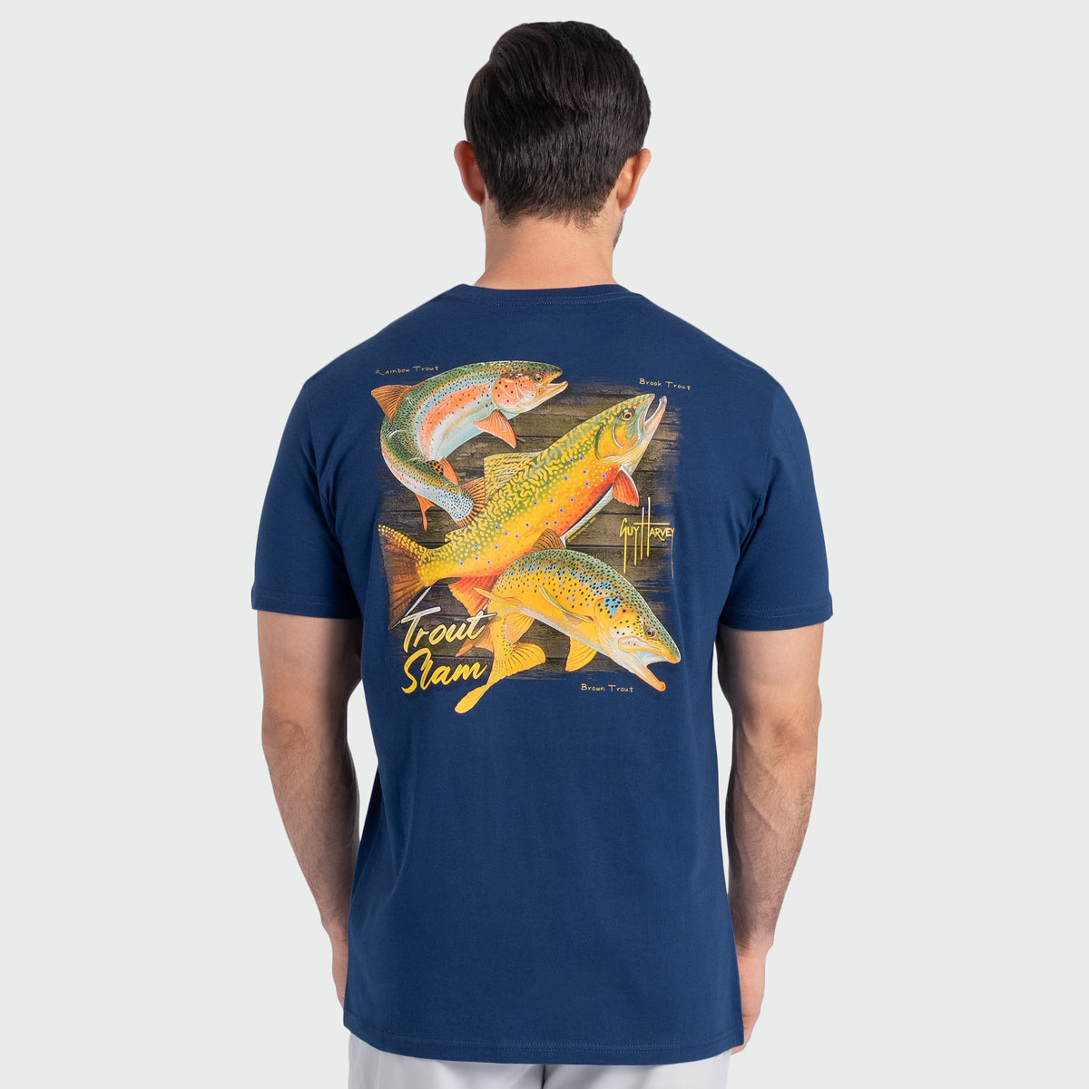 Guy Harvey OG Pocket Tee - Trout Slam — ESTATE BLUE (official product shot)