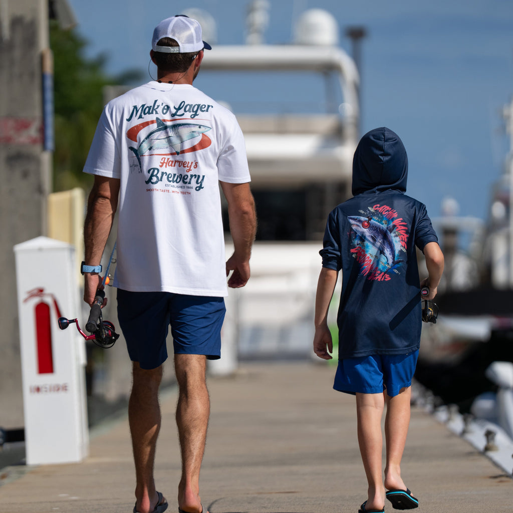 Guy Harvey OG Pocket Tee - Mako Lager — BRIGHT WHITE (official product shot)