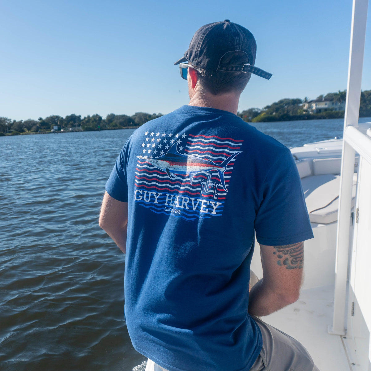 Guy Harvey OG Tee - Liberty Marlin — ESTATE BLUE (official product shot)