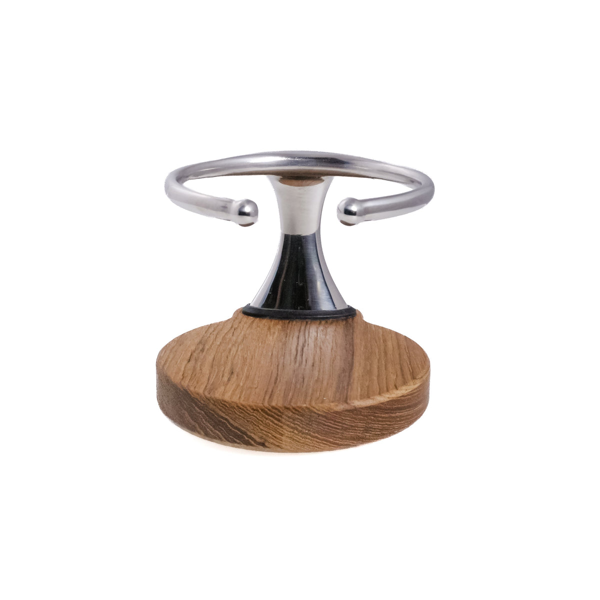 Drink Holder, Single, Stainless with Teak Base