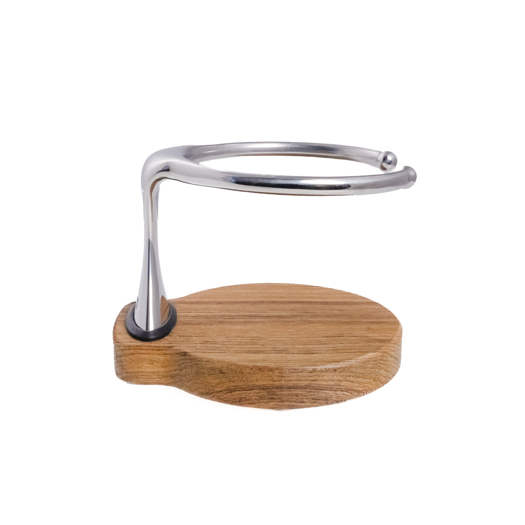 Drink Holder, Single, Stainless with Teak Base