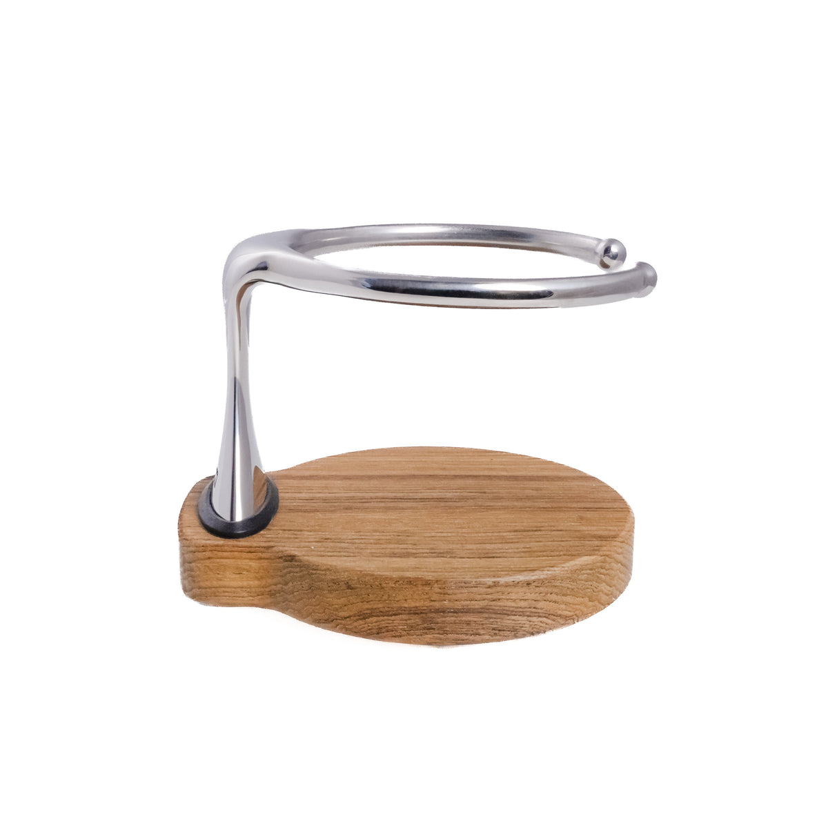 Drink Holder, Single, Stainless with Teak Base