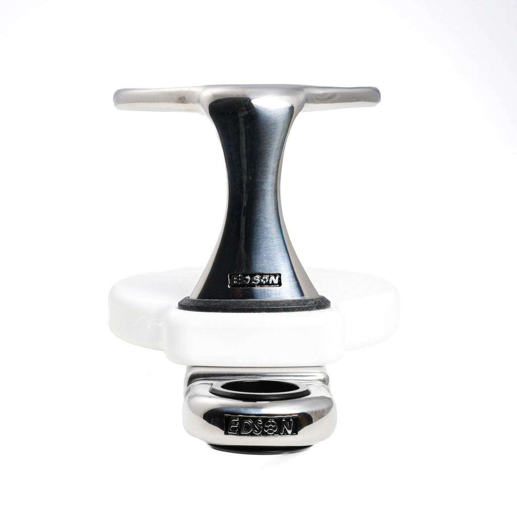 Single Clamp-On Stainless Drink Holder w/White Poly Base