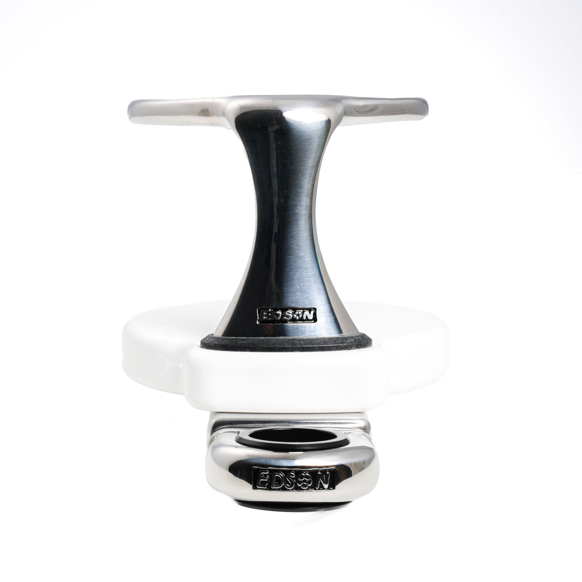 Single Clamp-On Stainless Drink Holder w/White Poly Base