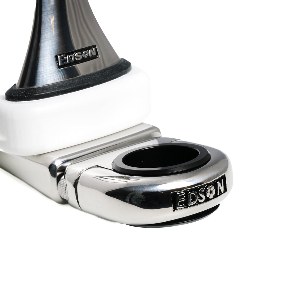 Single Clamp-On Stainless Drink Holder w/White Poly Base