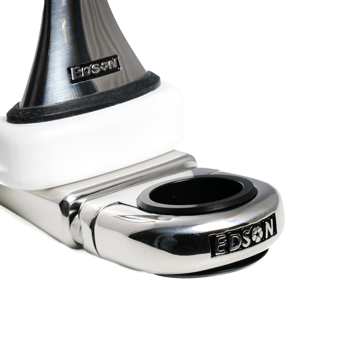 Single Clamp-On Stainless Drink Holder w/White Poly Base