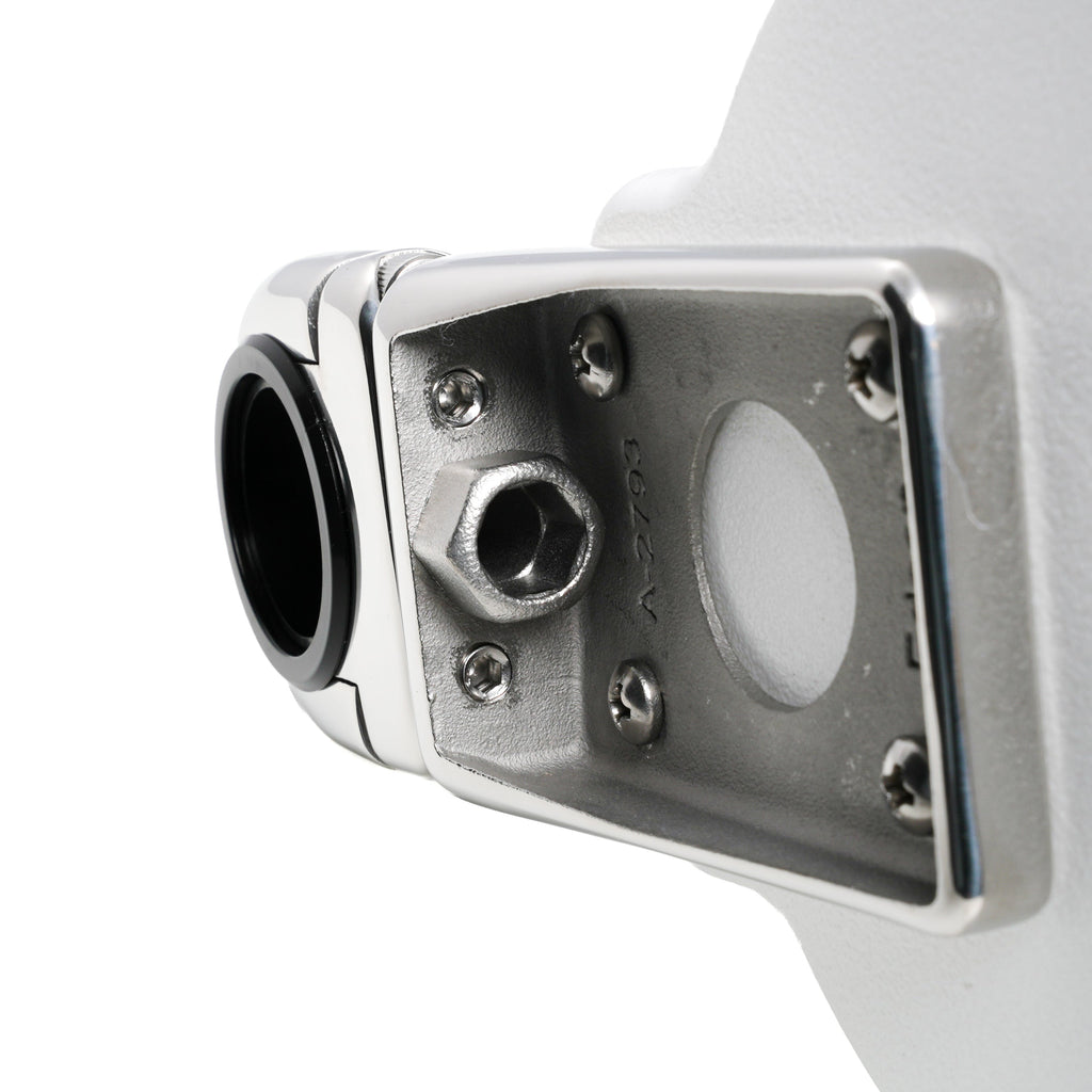 Single Clamp-On Stainless Drink Holder w/White Poly Base