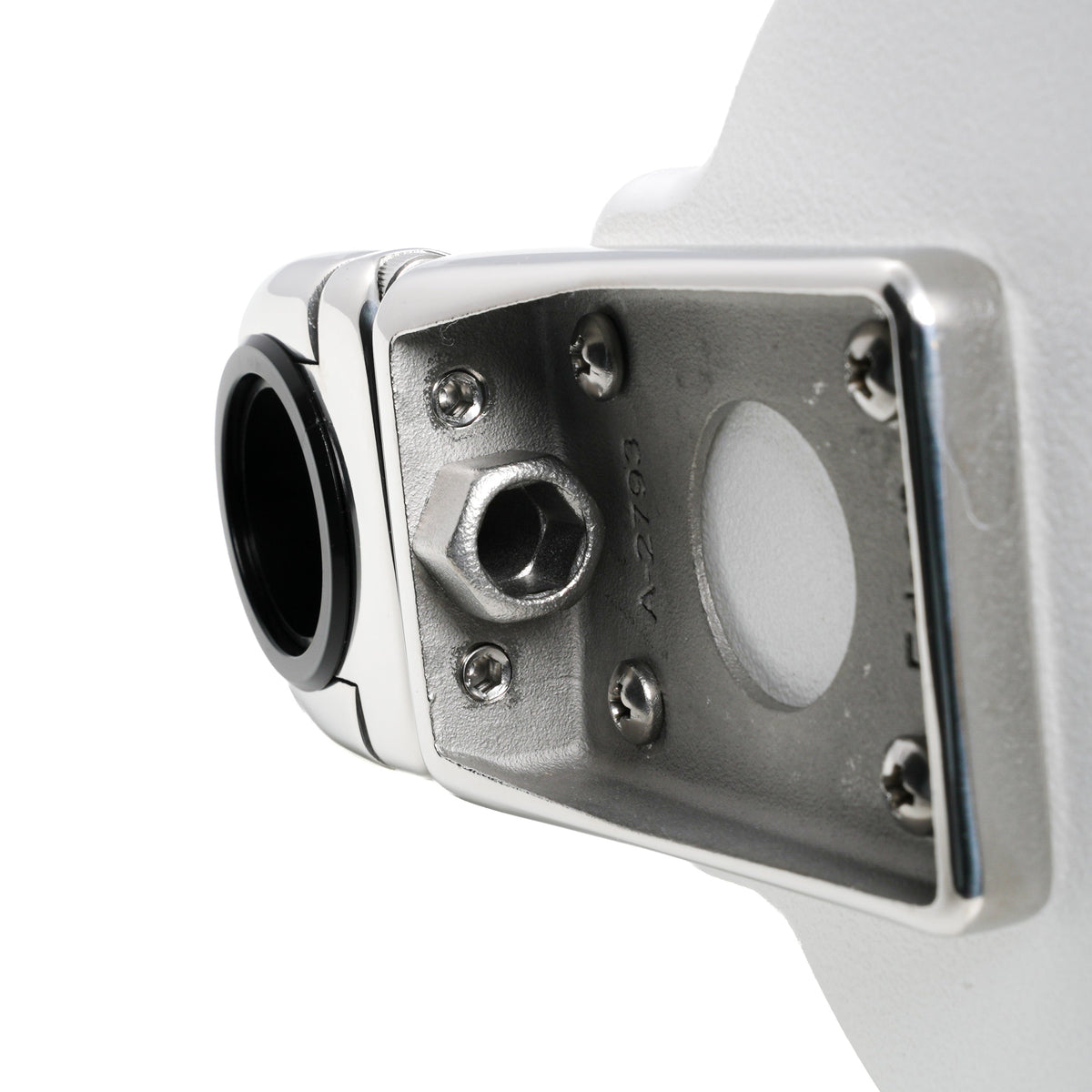 Single Clamp-On Stainless Drink Holder w/White Poly Base