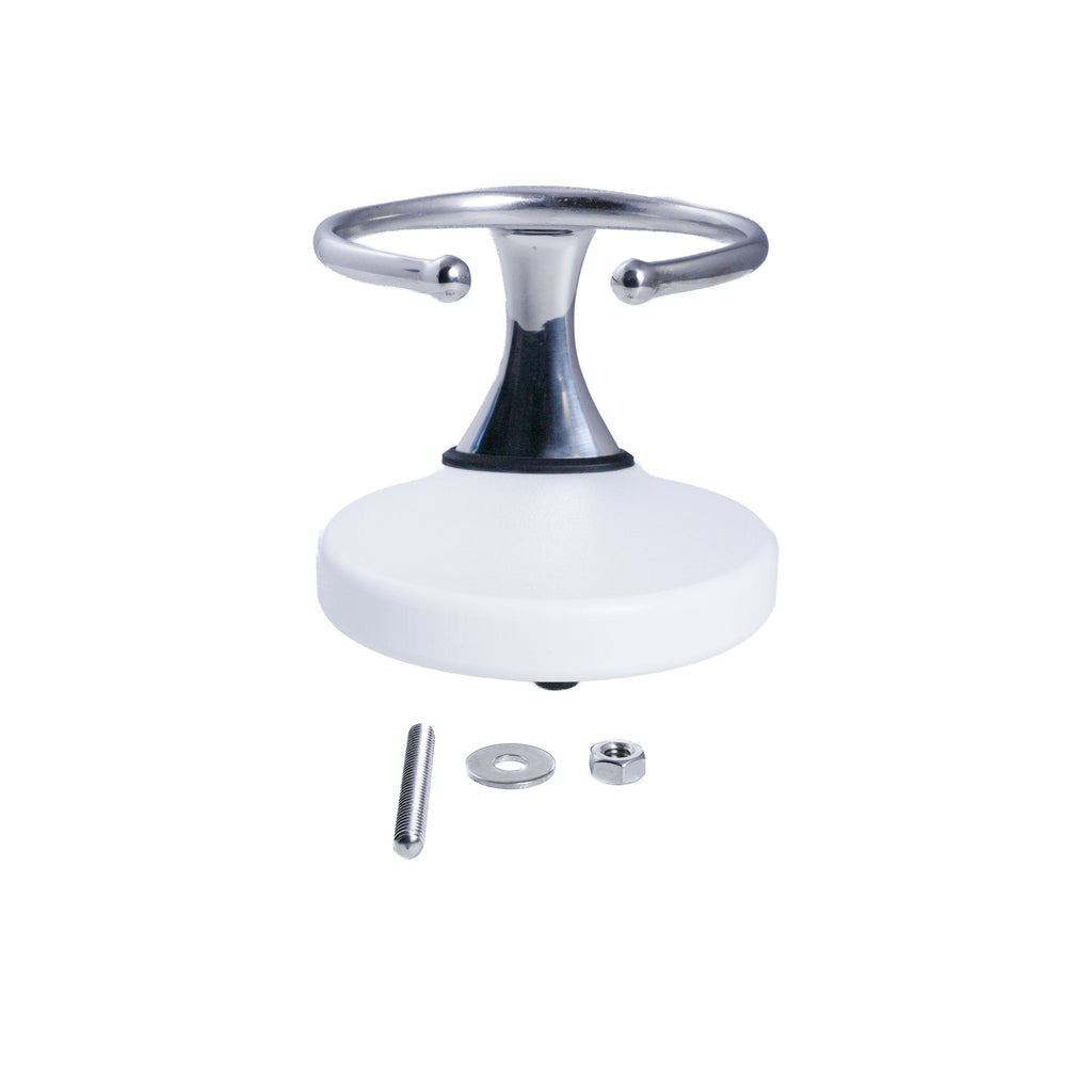 Drink Holder, Single, Stainless with White Poly Base