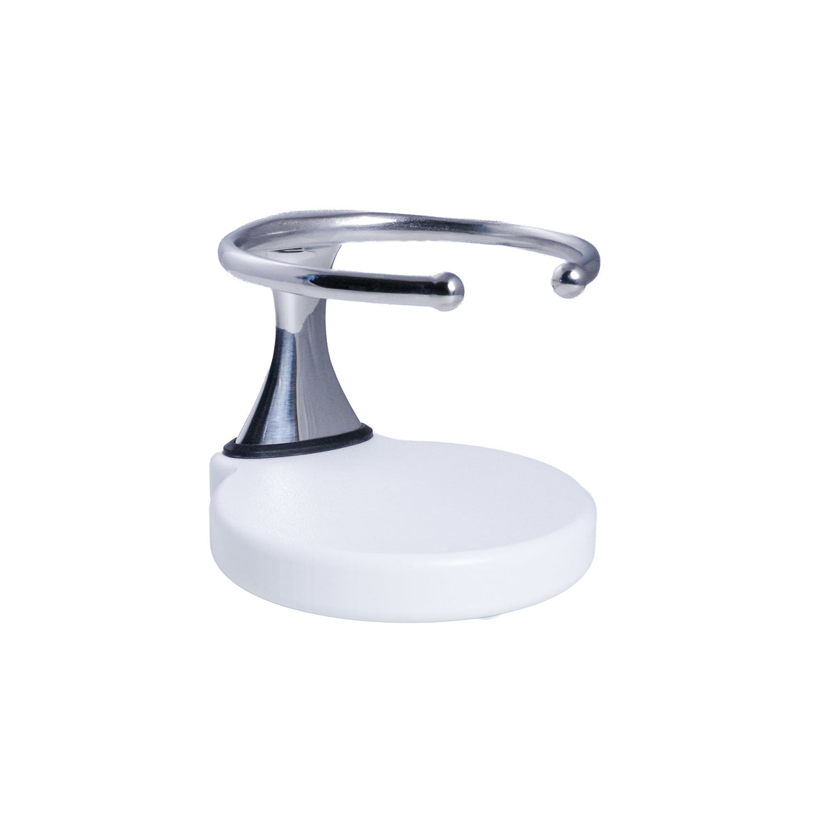 Drink Holder, Single, Stainless with White Poly Base