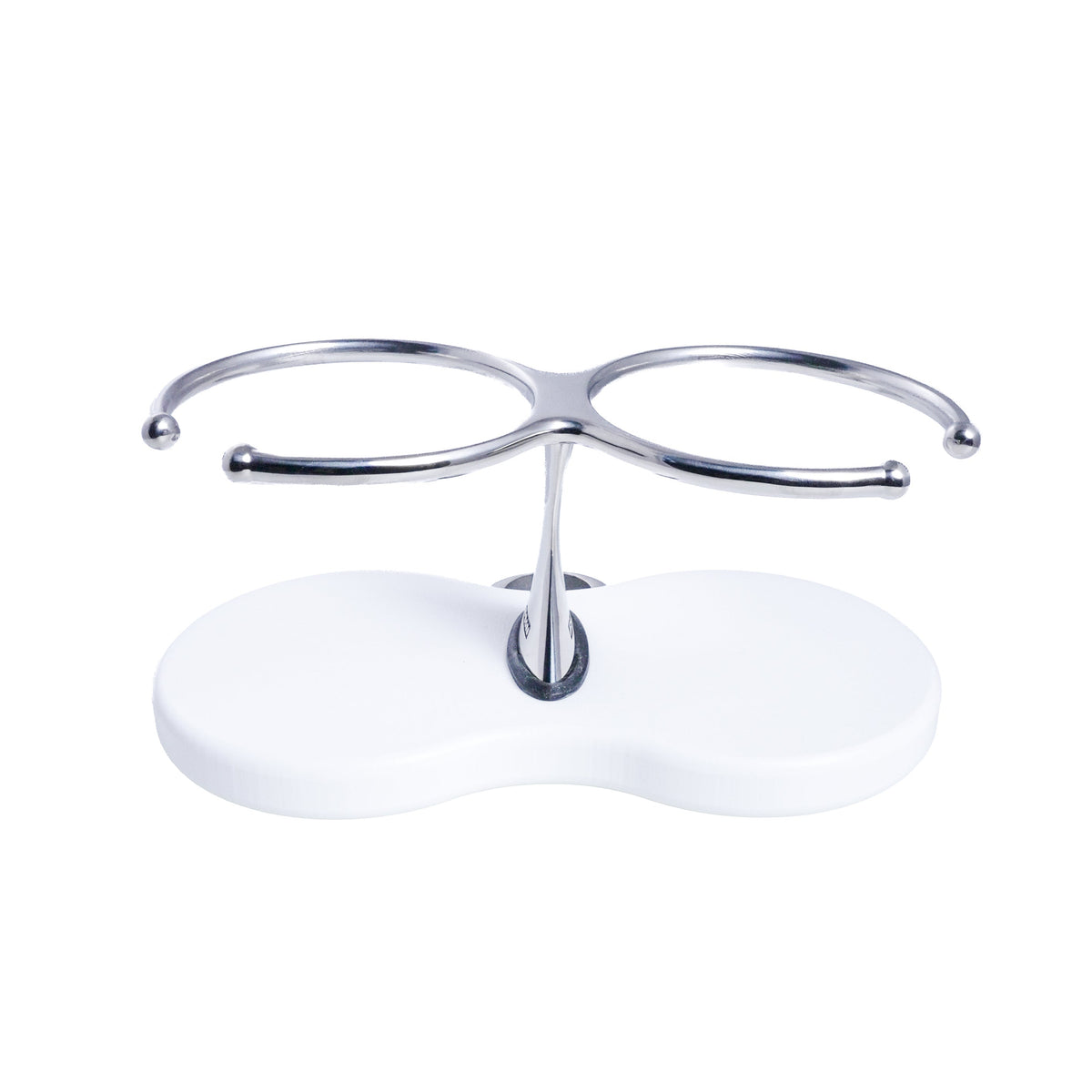 Double Clamp-On Stainless Steel Drink Holder White Poly Base