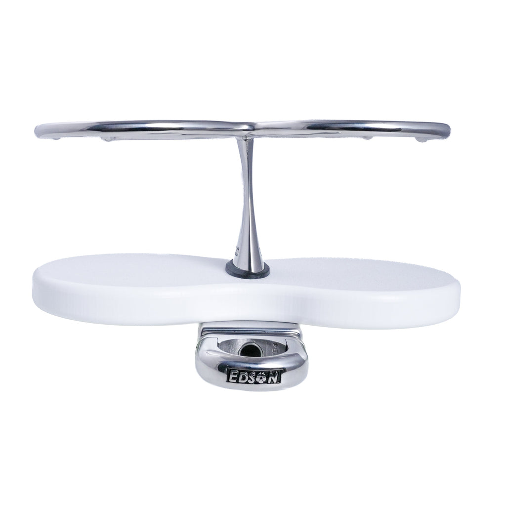 Double Clamp-On Stainless Steel Drink Holder White Poly Base