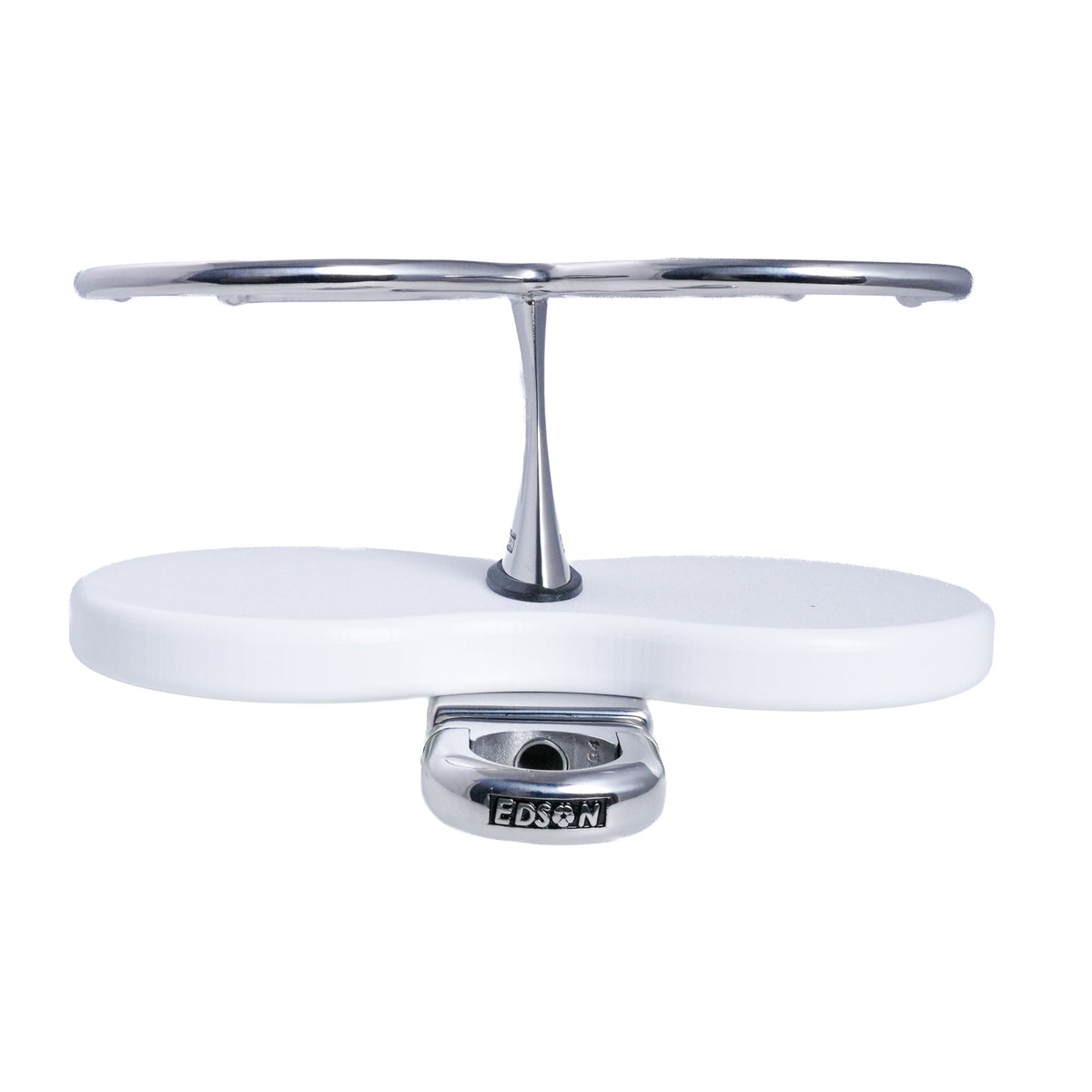 Double Clamp-On Stainless Steel Drink Holder White Poly Base